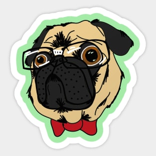 Nerdy Pug Sticker